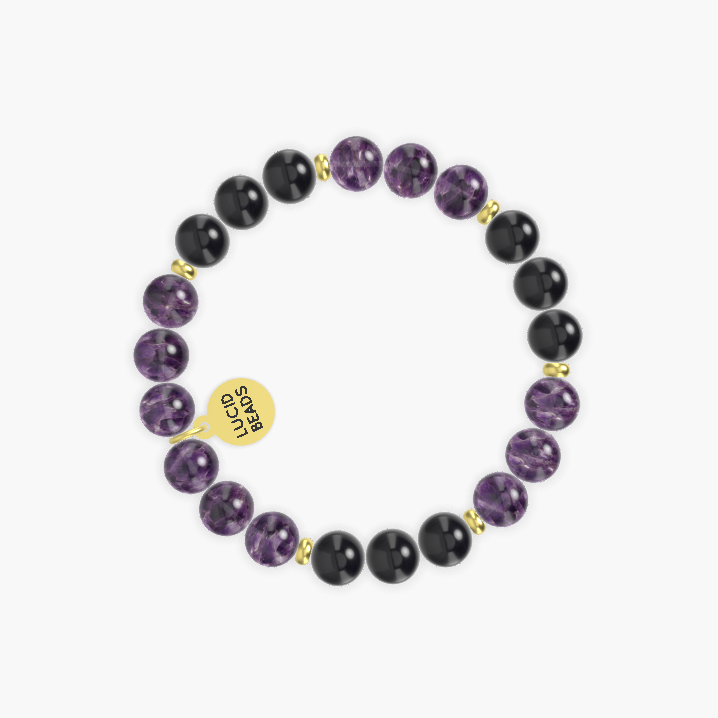 Amethyst and Black Obsidian Bracelet