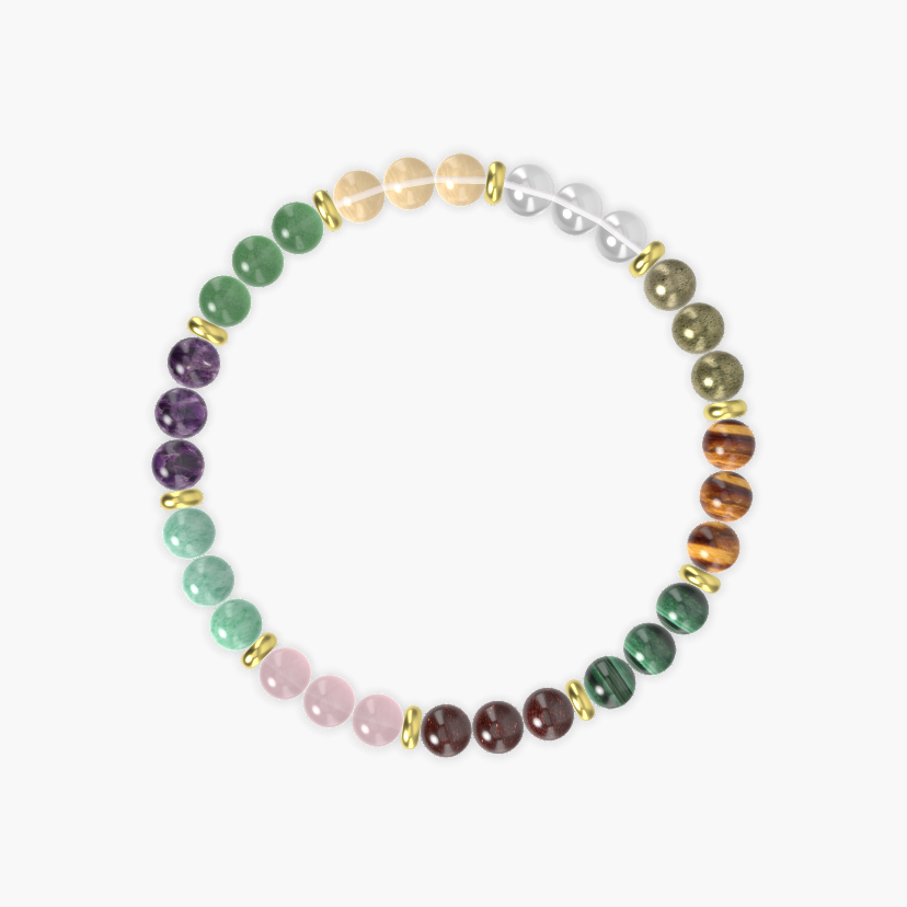 Green Jade, Rose Quartz, Garnet and more Gemstone Bracelet