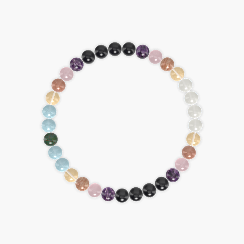 Black Tourmaline, Amethyst, Rose Quartz and more Gemstone Bracelet