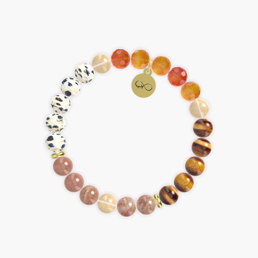 Carnelian, Dalmatian Jasper, Sunstone and more Gemstone Bracelet