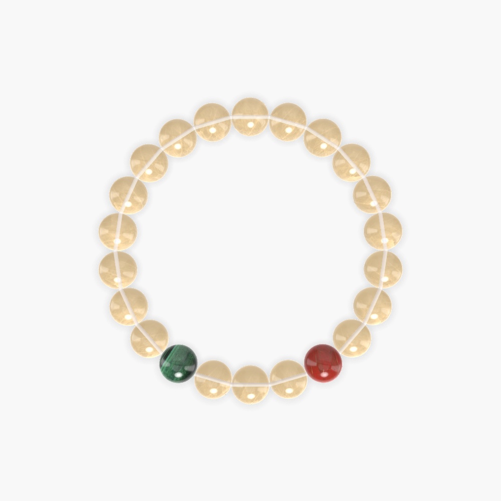 Citrine, Red Jasper and Malachite Bracelet