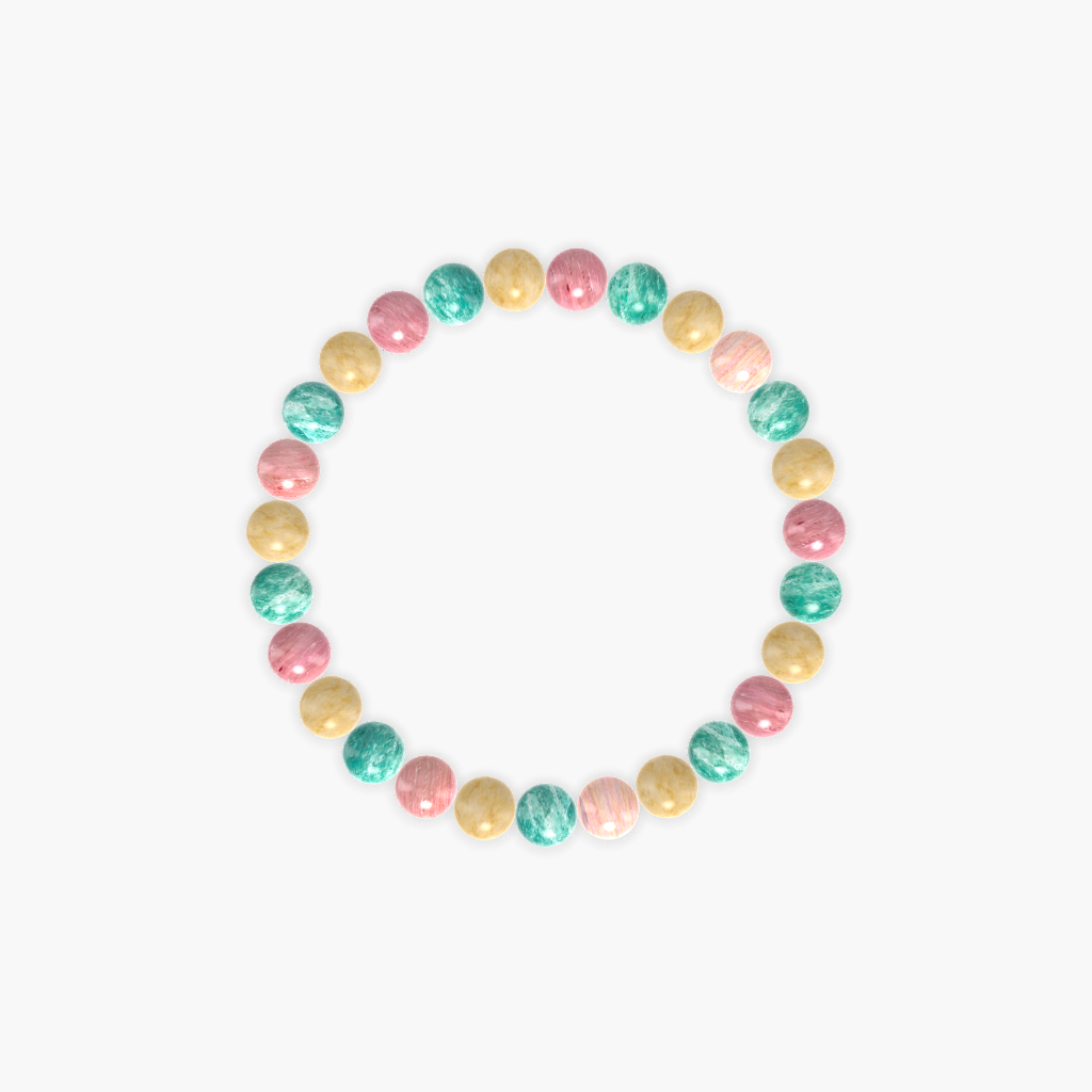 Amazonite, Rhodonite and Yellow Jade Bracelet