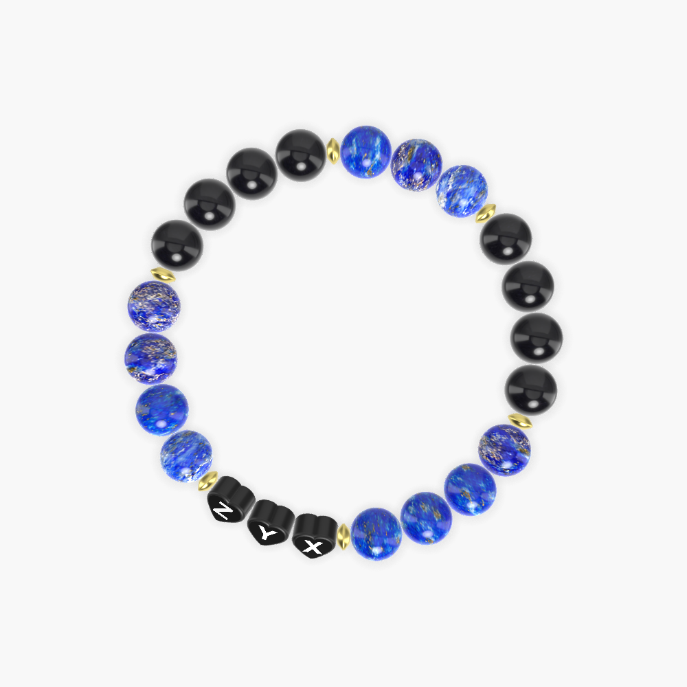 Lapis Lazuli and Black Obsidian Bracelet
