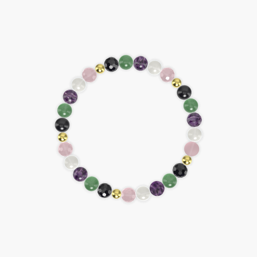Rose Quartz, Moonstone, Amethyst and more Gemstone Bracelet