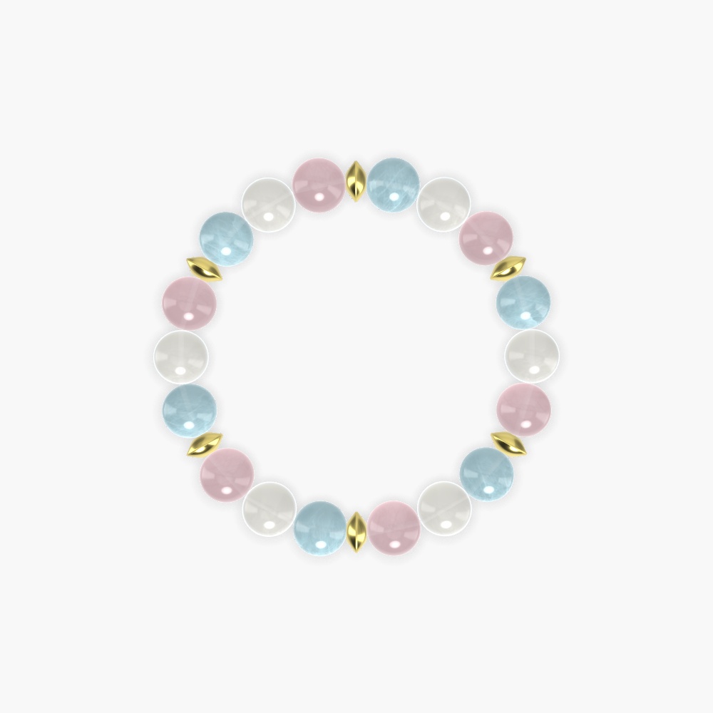 Rose Quartz, Moonstone, and Aquamarine Gemstone Bead Bracelet
