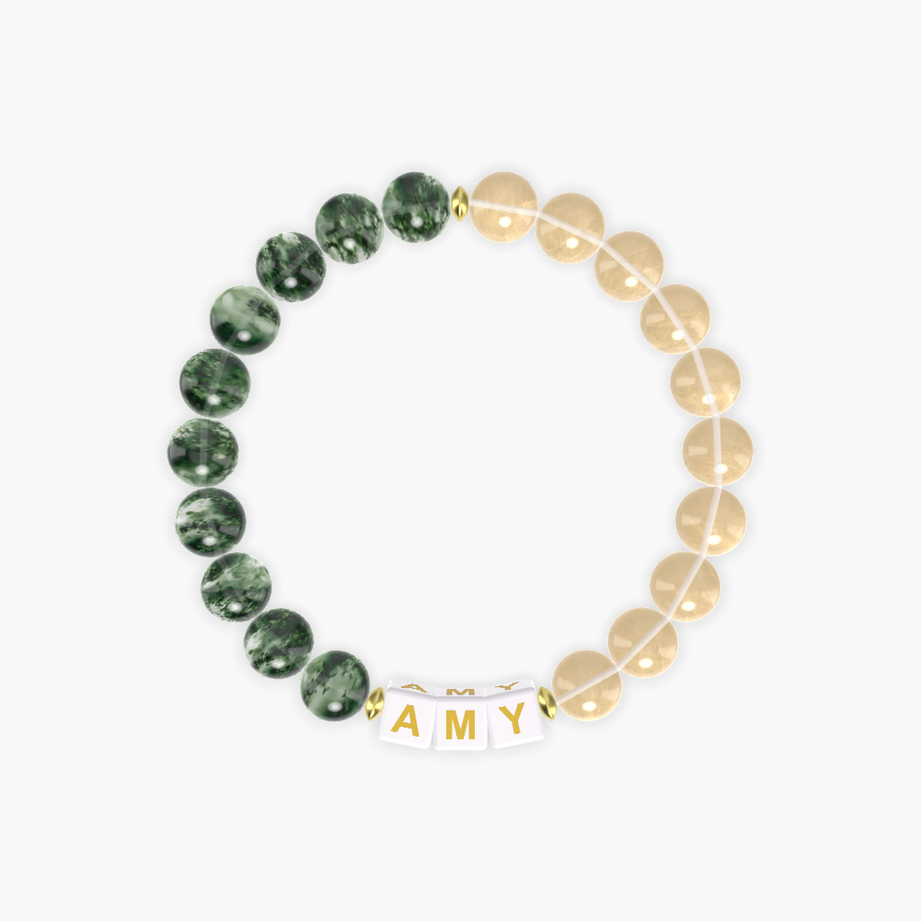 Citrine and Moss Agate Bracelet