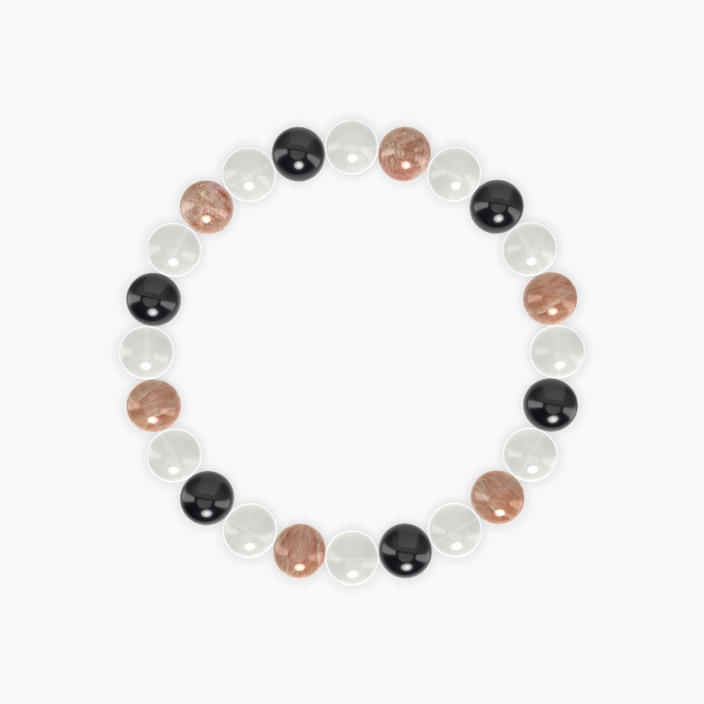 Moonstone, Black Tourmaline and Sunstone Bracelet
