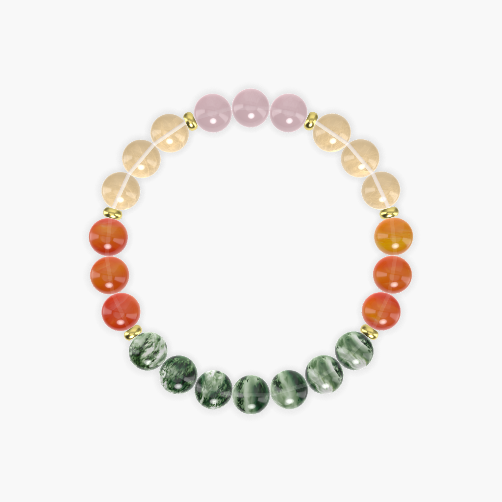 Moss Agate, Carnelian, Citrine and more Gemstone Bracelet