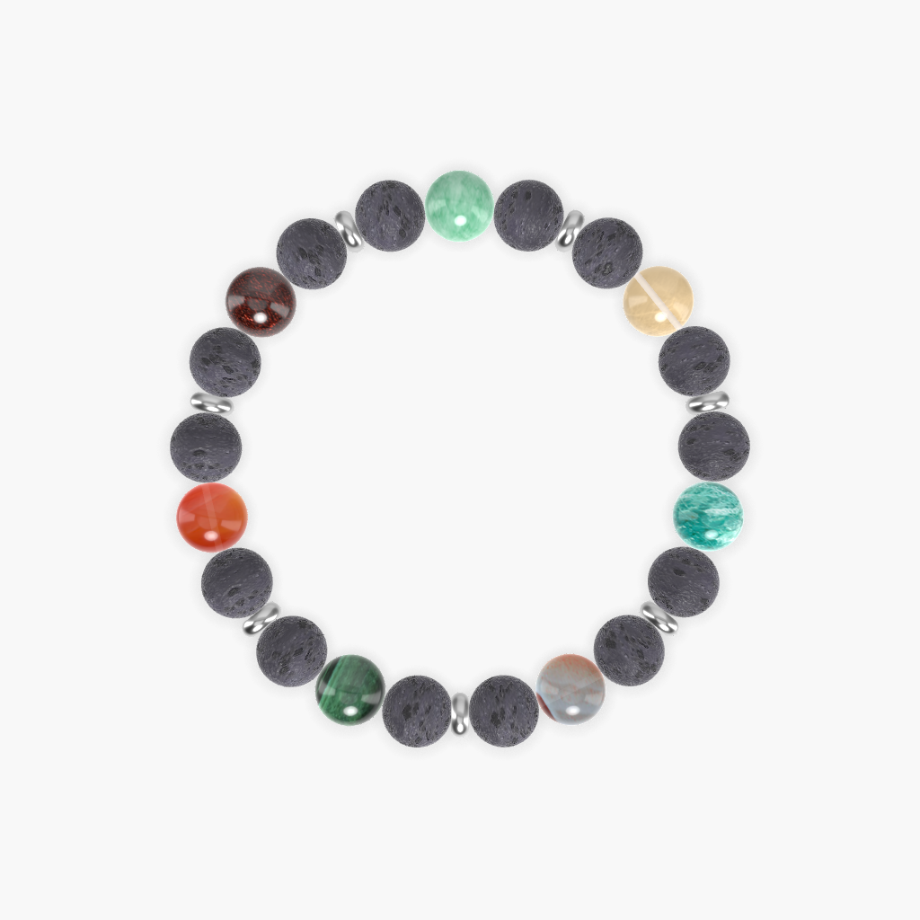 Lava Rock, Sardonyx, Amazonite and More Gemstone Bracelet