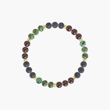 Garnet, Lava Rock and African Turquoise Bracelet