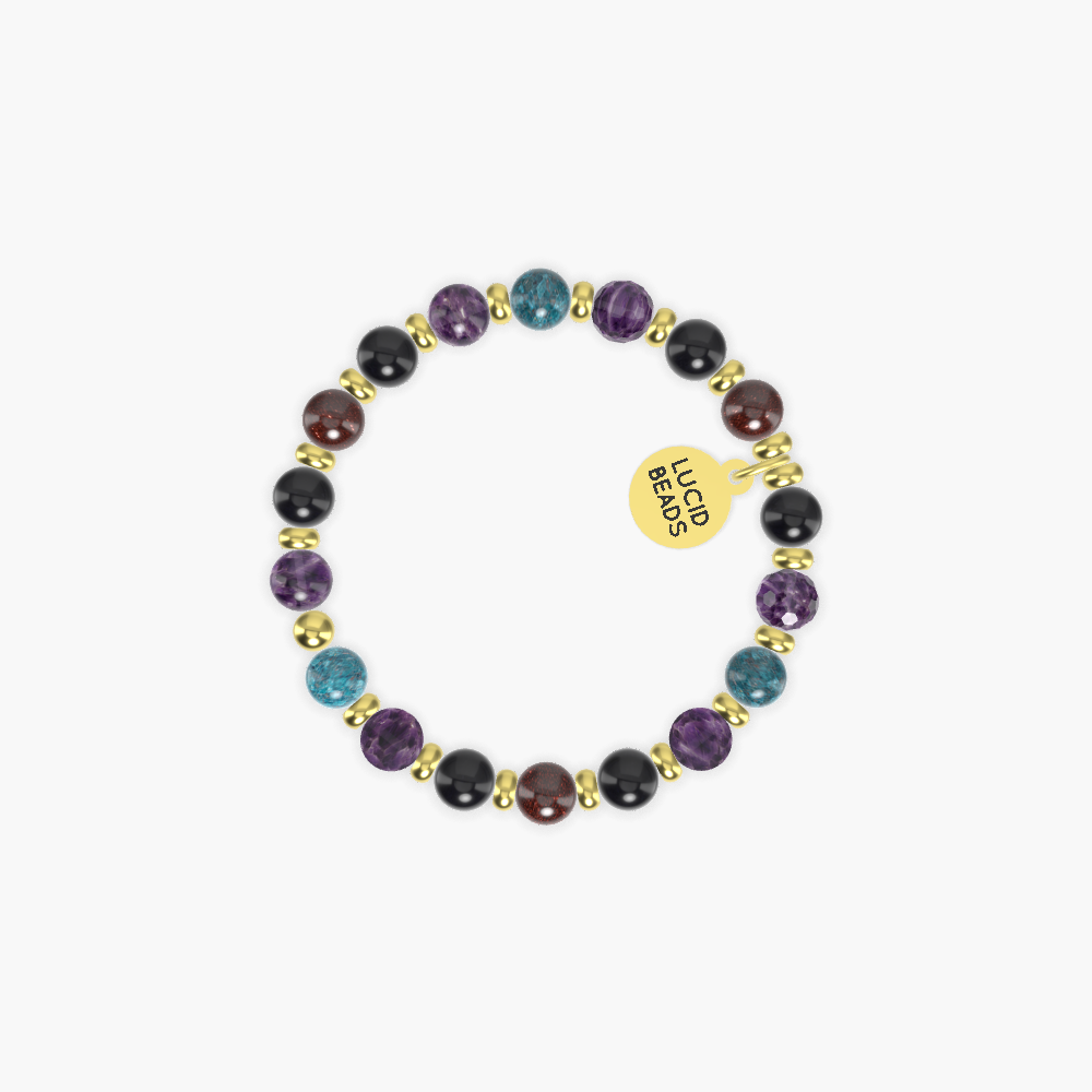 Black Obsidian, Amethyst, Garnet and more Gemstone Bracelet