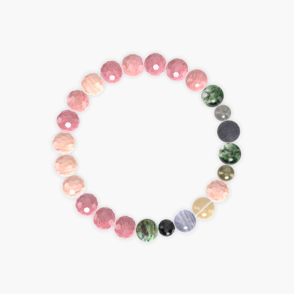 Rhodonite, Moss Agate, African Turquoise and more Gemstone Bracelet