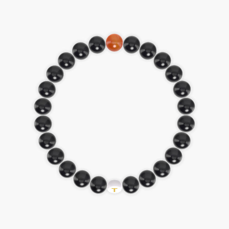 Black Obsidian and Carnelian Bracelet