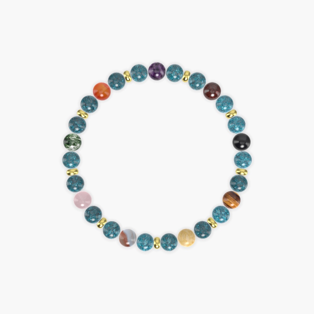 Apatite, Yellow Jade, Tiger Eye, Black Tourmaline, Garnet etc. Gemstone Bead Bracelet