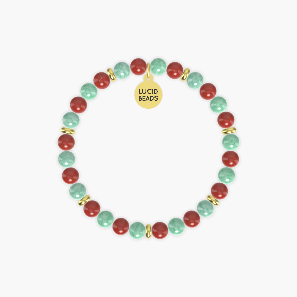 Red Jasper and Green Jade Bracelet