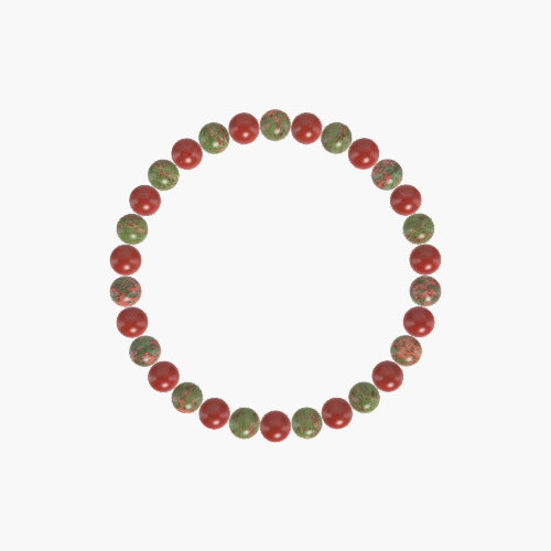 Red Jasper and Unakite Bracelet