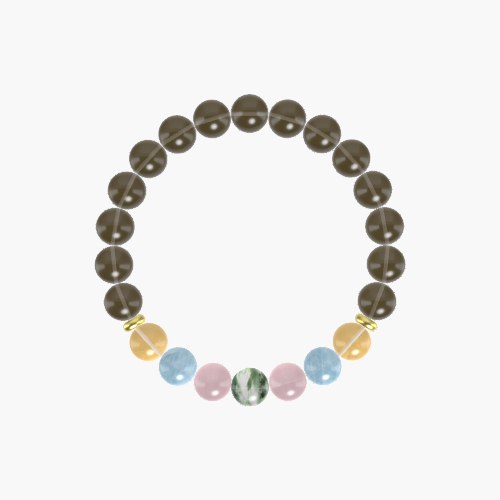 Smoky Quartz, Rose Quartz, Aquamarine and more Gemstone Bracelet
