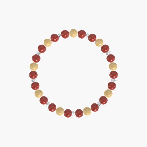 Red Jasper and Yellow Jade Bracelet
