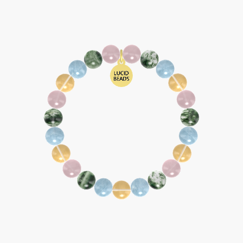Aquamarine, Moss Agate, Rose Quartz and more Gemstone Bracelet