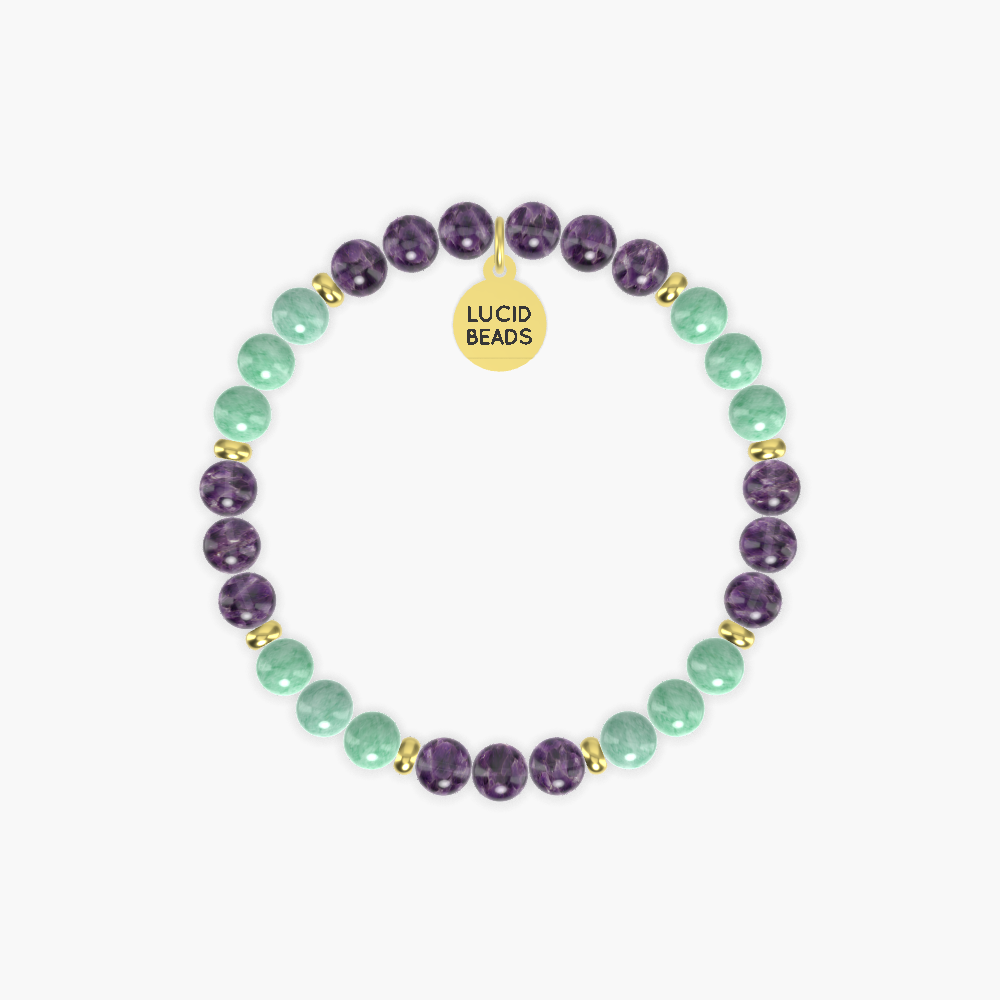 Amethyst and Green Jade Bracelet
