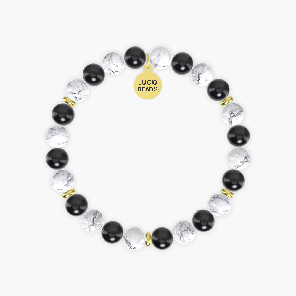 Black Obsidian and Howlite Bracelet