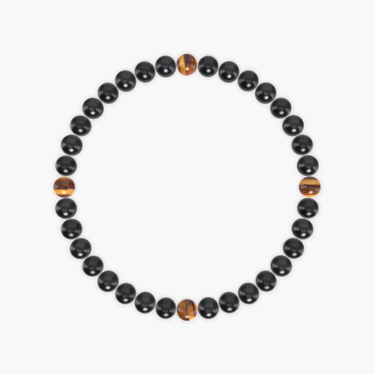 Black Tourmaline, Black Obsidian and Tiger Eye Bracelet