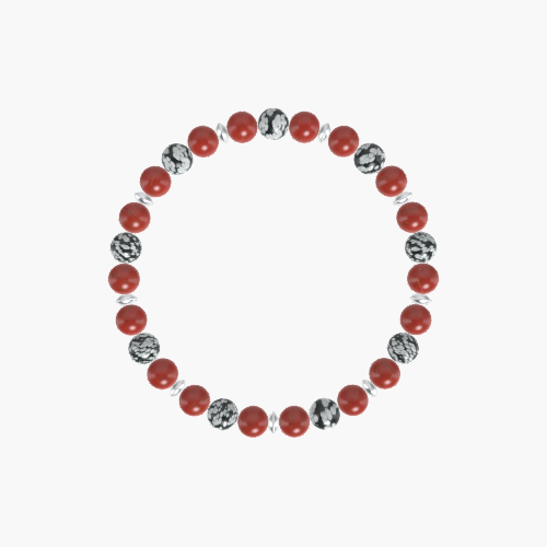 Red Jasper and Snowflake Obsidian Bracelet