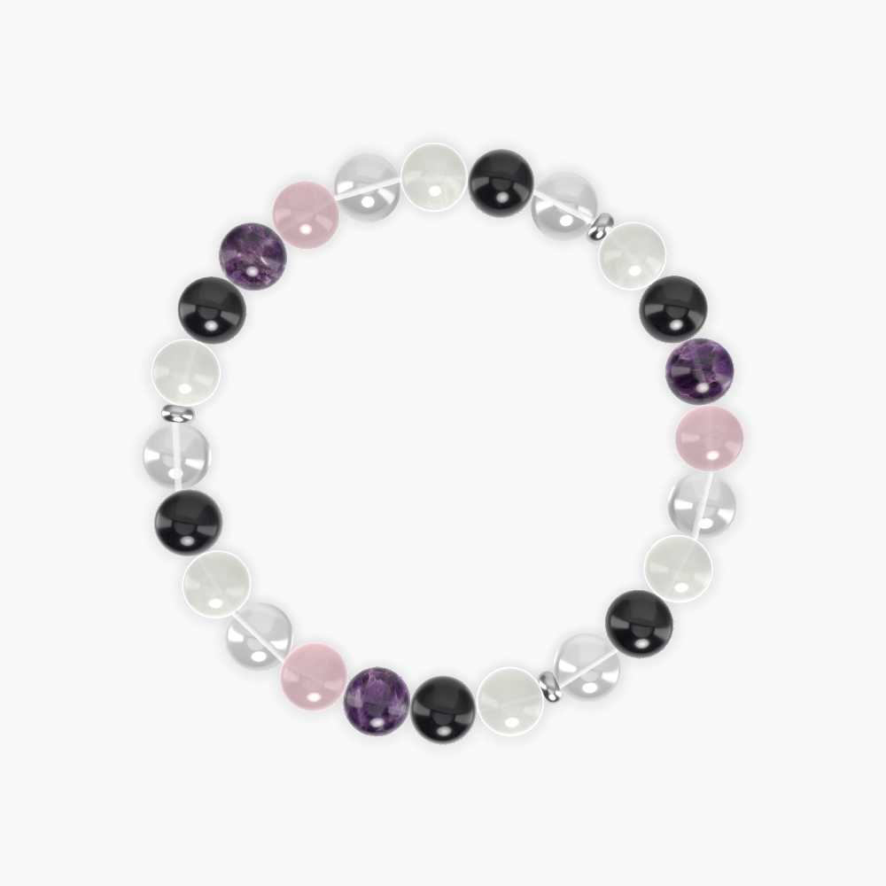 Moonstone, Clear Quartz, Black Obsidian and more Gemstone Bracelet