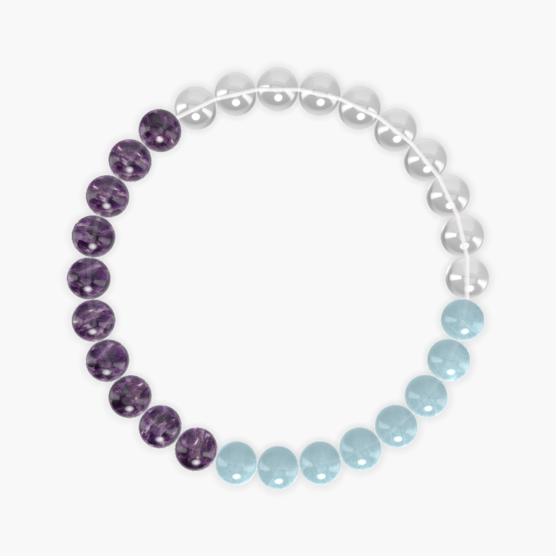 Clear Quartz, Amethyst and Aquamarine Bracelet