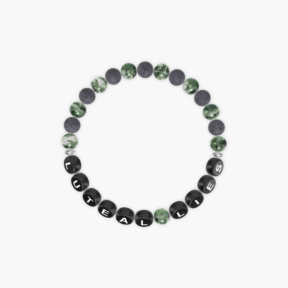 Moss Agate and Lava Rock Bracelet