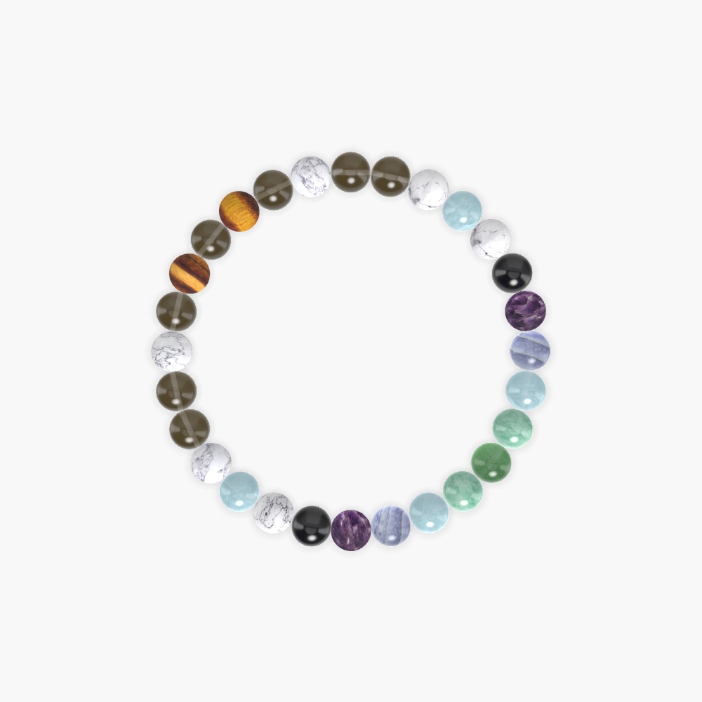 Smoky Quartz, Howlite, Aquamarine and more Gemstone Bracelet