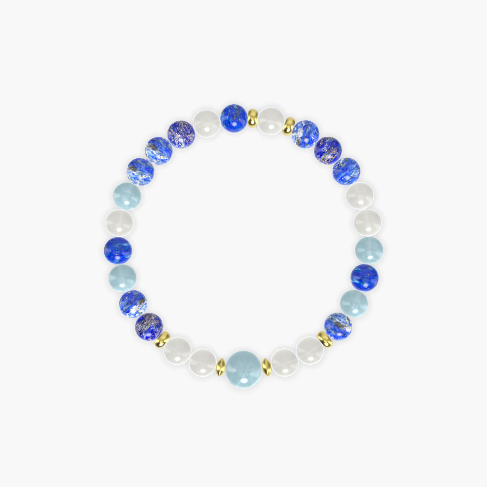 Lapis Lazuli, Moonstone and Aquamarine Bracelet