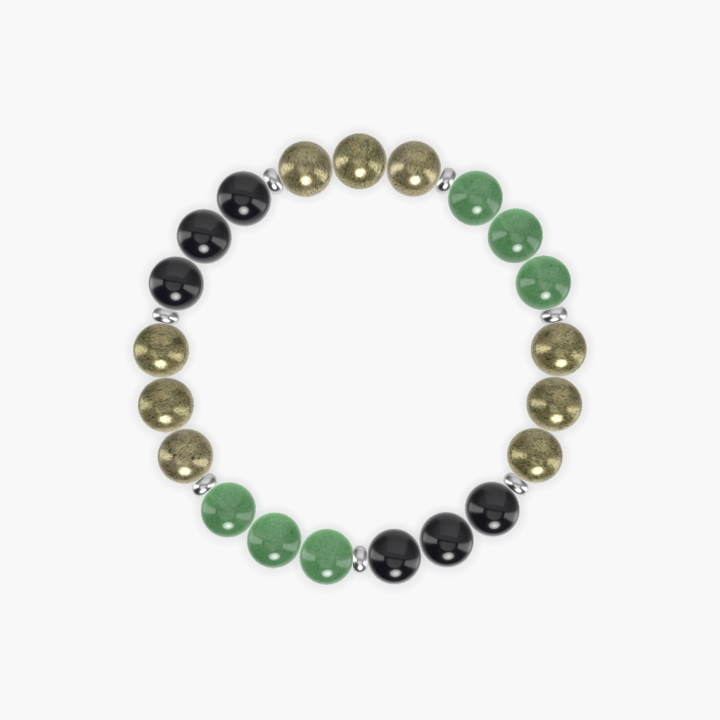 Pyrite, Black Obsidian and Green Aventurine Bracelet