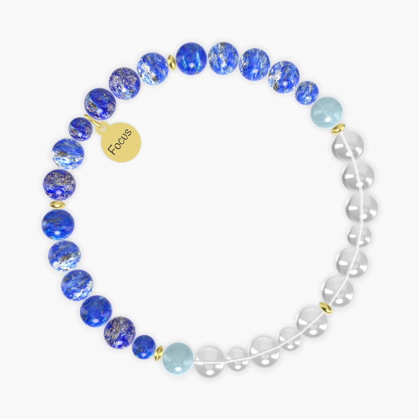 Lapis Lazuli, Clear Quartz and Aquamarine Bracelet