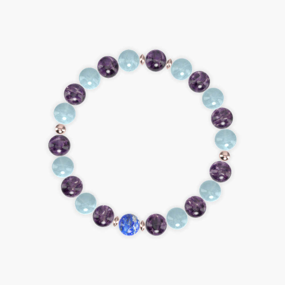 Amethyst, Aquamarine and Lapis Lazuli Bracelet