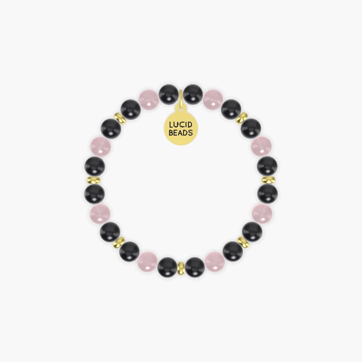 Black Obsidian and Rose Quartz Bracelet