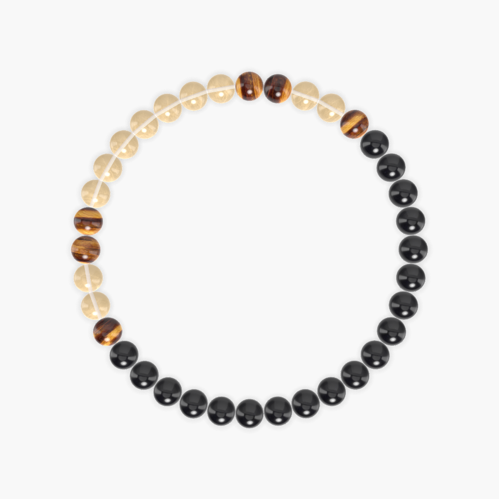 Black Tourmaline, Citrine and Tiger Eye Bracelet