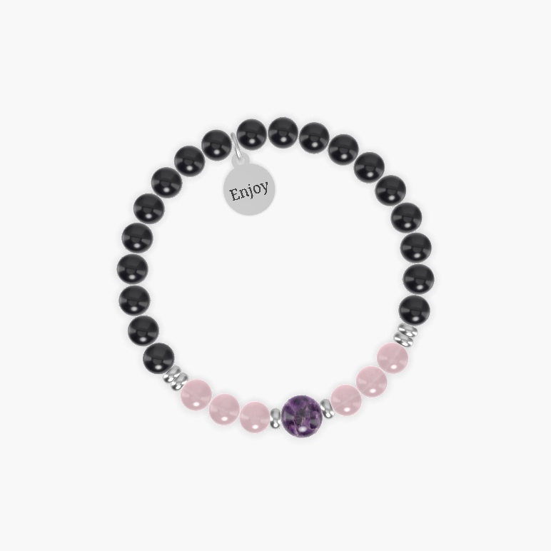 Black Obsidian, Rose Quartz, Amethyst and more Gemstone Bracelet