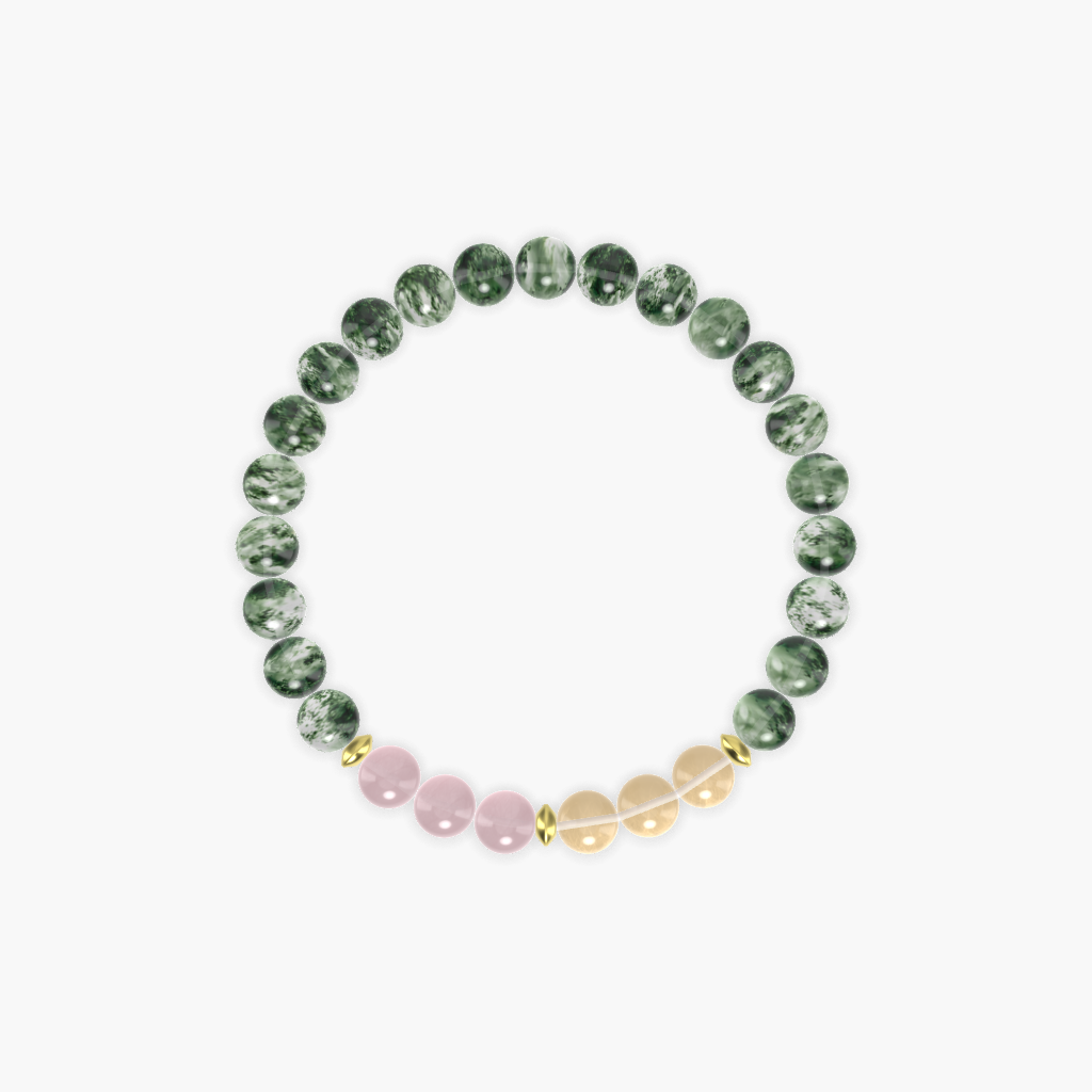 Moss Agate, Citrine and Rose Quartz Bracelet