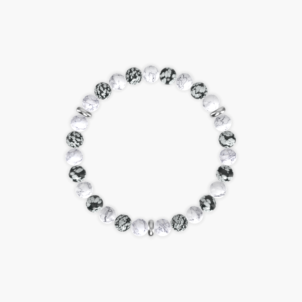 Howlite and Snowflake Obsidian Bracelet