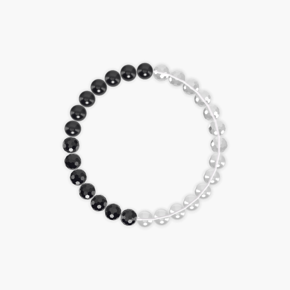 Clear Quartz and Black Tourmaline Bracelet