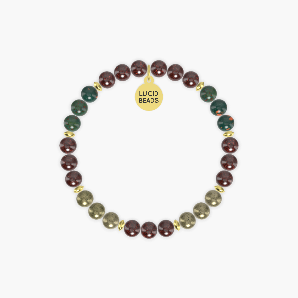 Garnet, Pyrite and Bloodstone Bracelet