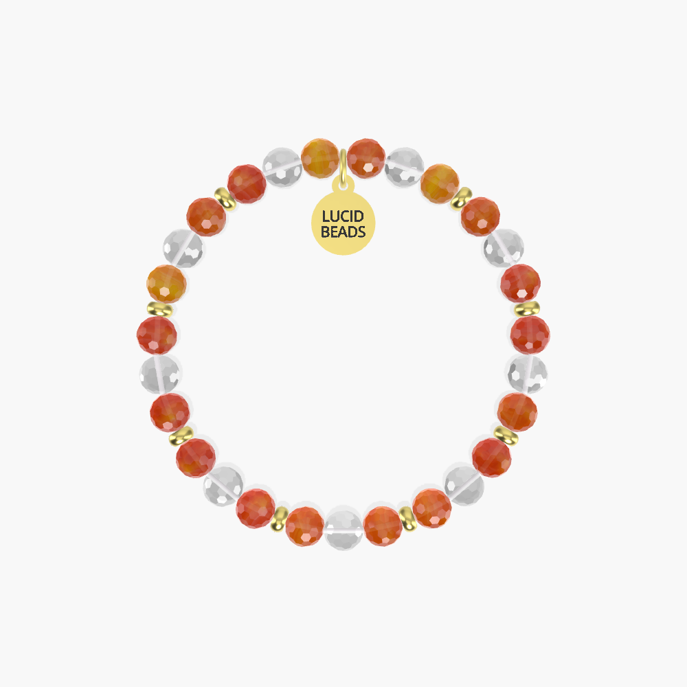 Joyful Harmony - Carnelian and Clear Quartz Bracelet