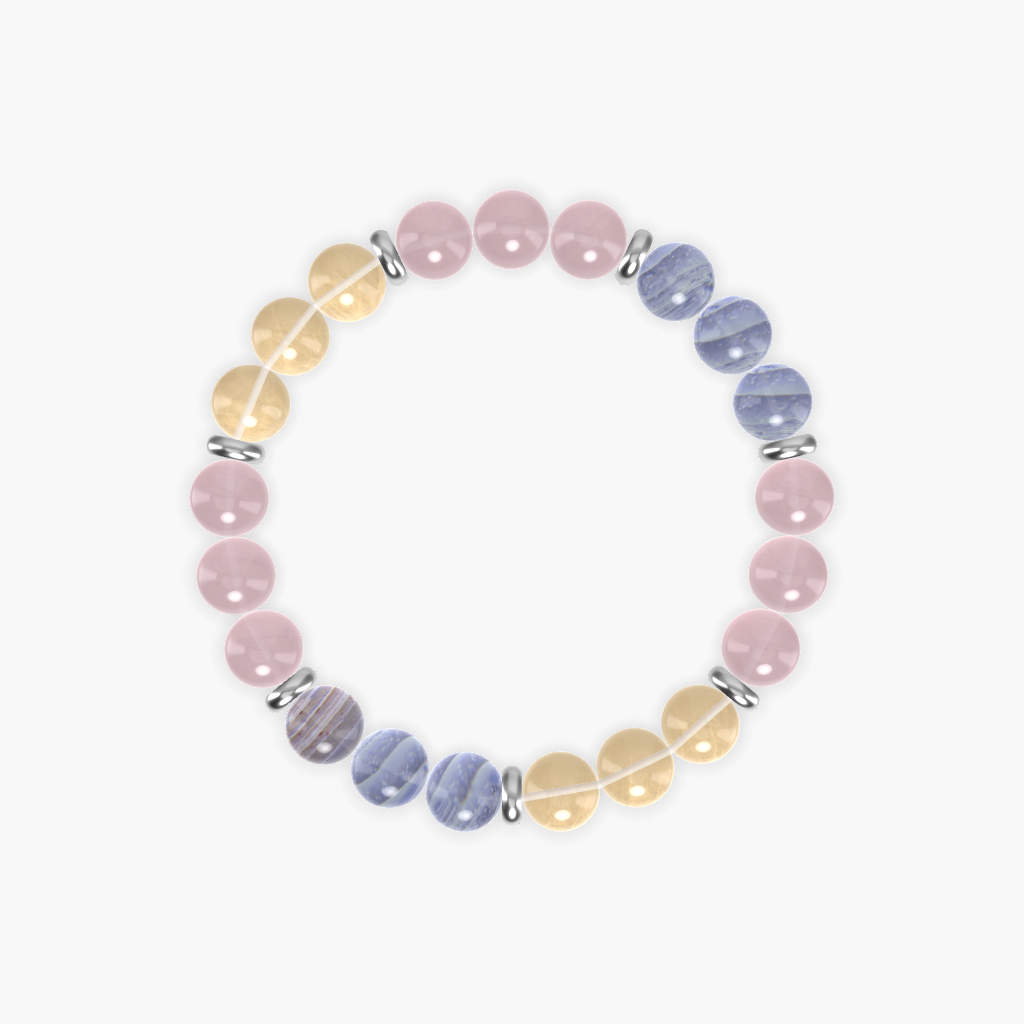 Rose Quartz, Citrine and Blue Lace Agate Bracelet
