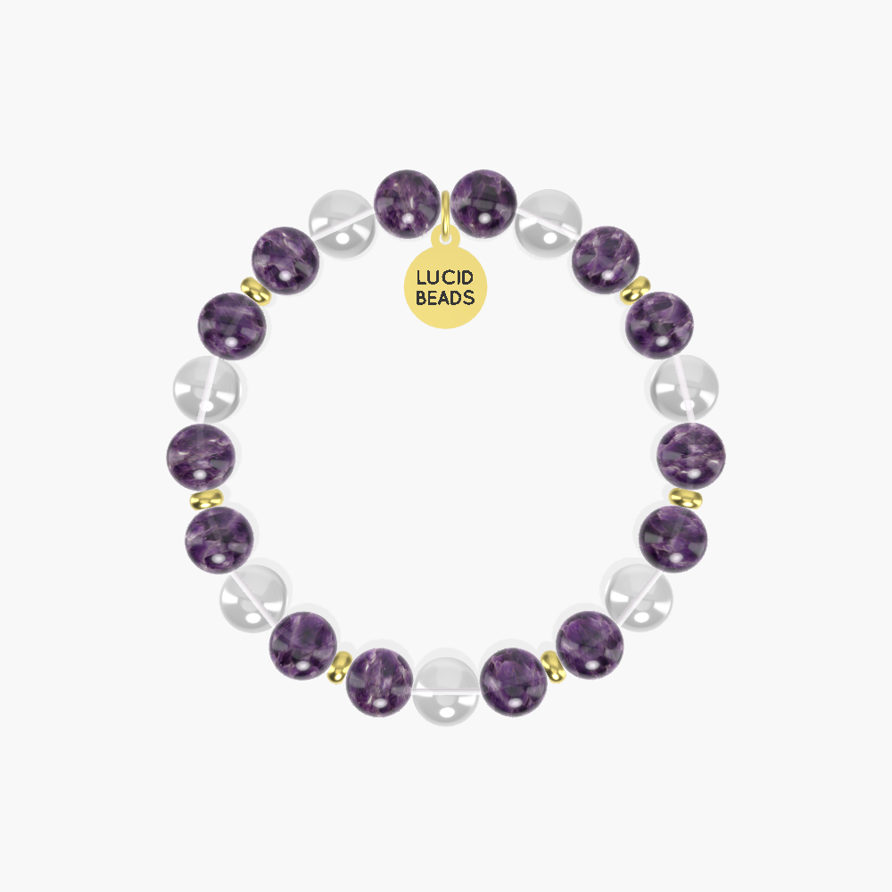 Serenity Harmony Gift - Amethyst and Clear Quartz Bracelet