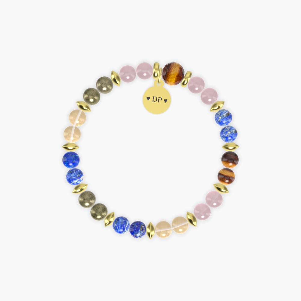 Rose Quartz, Lapis Lazuli, Pyrite and more Gemstone Bracelet