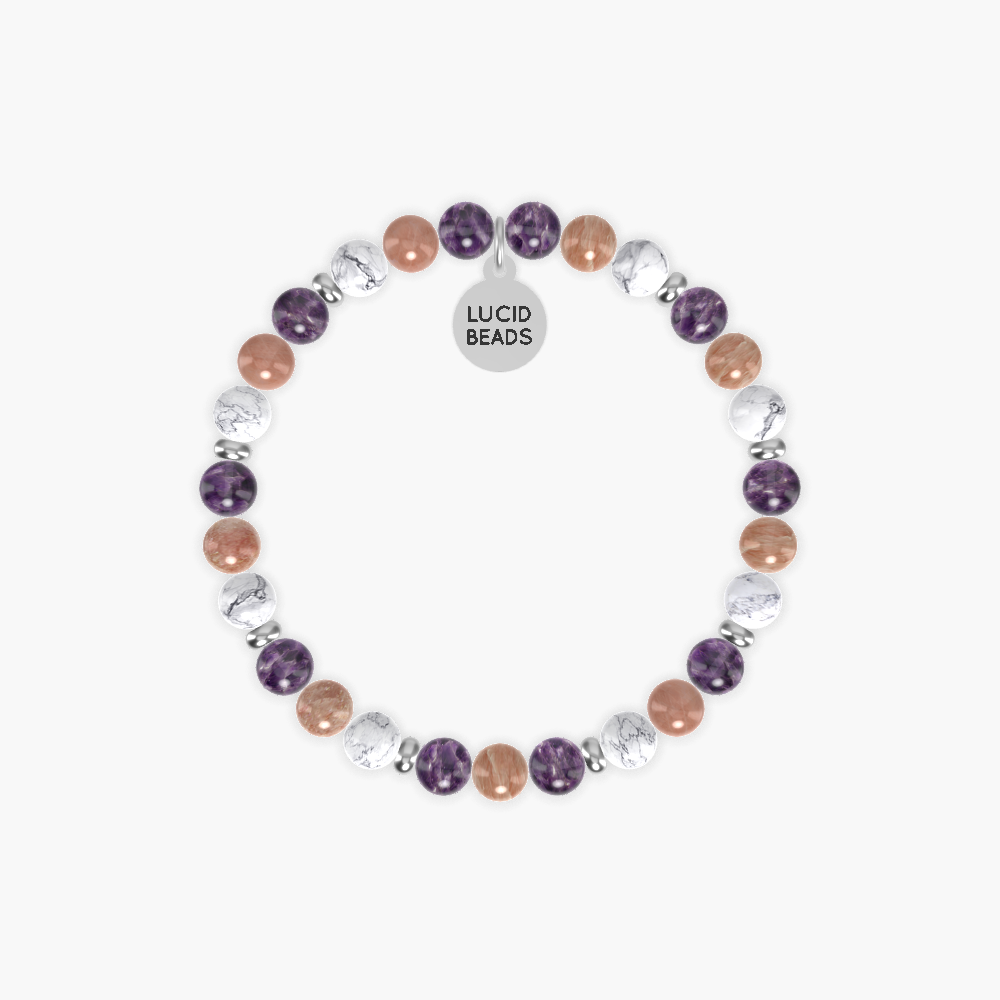Amethyst, Sunstone and Howlite Bracelet