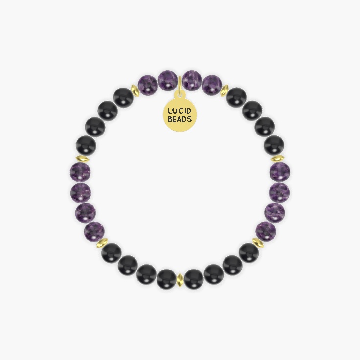 Black Obsidian and Amethyst Bracelet