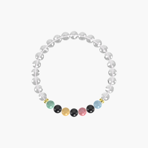 Clear Quartz, Black Tourmaline, Rhodonite and more Gemstone Bracelet