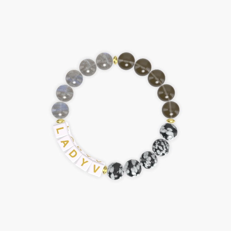 Snowflake Obsidian, Smoky Quartz and Labradorite Bracelet